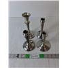 Image 1 : (4) Pewter Candleholders Up to 8"