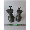 Image 1 : (2) Metal Acorn Pitchers Up to 9"