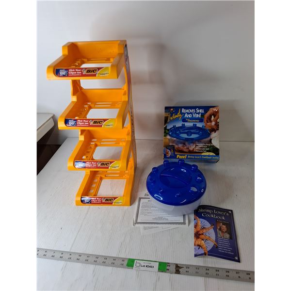 Shrimp Shell & Vein Remover, Bic Plastic Display Rack 19" Tall - PICK UP