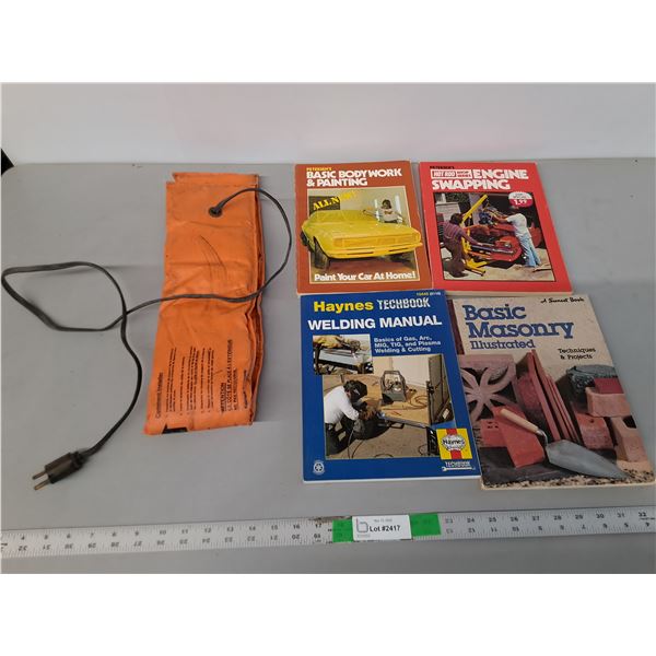Battery Warmer- Powers On, & (4) How-to Books- Welding, Bodywork, Misc.