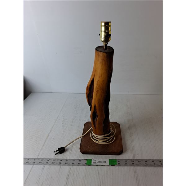 Wooden Lamp Base 19"- Powers On, No Bulb or Shade