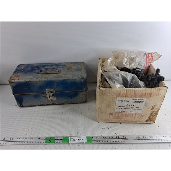 Various Nozzle Accessories, Metal Tool Box 13" x 6" x 6"
