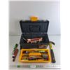 Image 1 : Plastic Tool Box, Safety Flares, Screwdrivers, Pipe Wrench, Hammer, Pliers, Misc