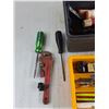 Image 2 : Plastic Tool Box, Safety Flares, Screwdrivers, Pipe Wrench, Hammer, Pliers, Misc