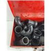 Image 2 : Plastic Pipe Fittings, Metal Tool Box 10" x 10" x 14"