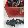 Image 4 : Plastic Pipe Fittings, Metal Tool Box 10" x 10" x 14"