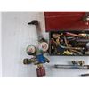 Image 2 : Various Fittings, Torches, Oxygen & Acetylene Gauges, Metal Tool Box 16" x 8" x 7"