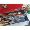 Image 5 : Various Fittings, Torches, Oxygen & Acetylene Gauges, Metal Tool Box 16" x 8" x 7"