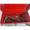 Image 7 : Various Fittings, Torches, Oxygen & Acetylene Gauges, Metal Tool Box 16" x 8" x 7"