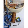 Image 6 : Work Gloves, Ratchet Strap, Luggage Tag, Measuring Tape, Twisted Rope, Dry Wall Tools, Misc