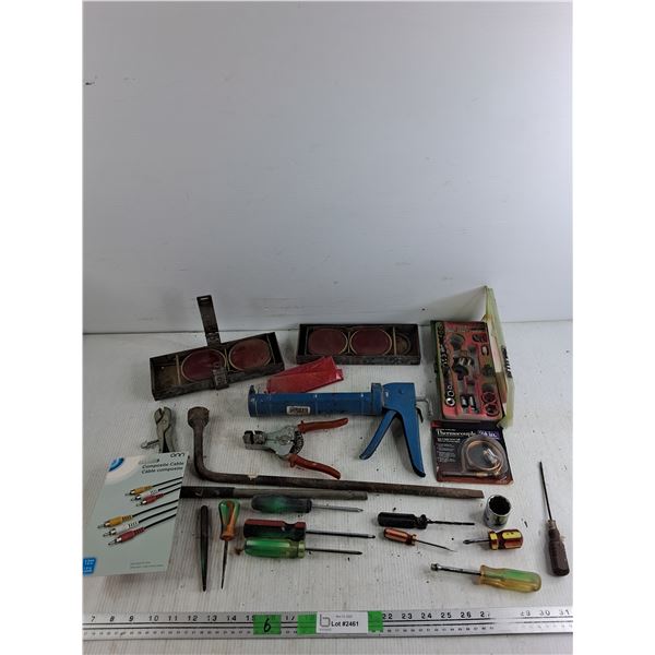 Caulking Gun, Lug Wrench, Sockets, Screwdrivers, Composite Cable, Wire Strippers, Misc