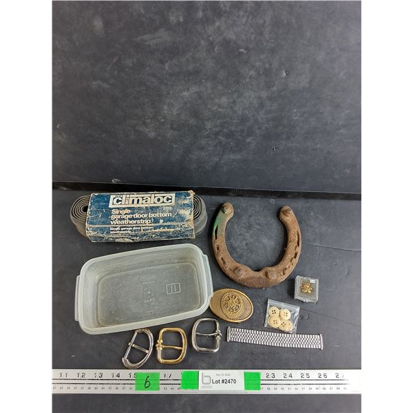 Single Garage Door Bottom Weatherstrip, Belt Buckles, Watch Bracelet, Lapel Pin, Horse Shoe