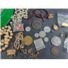 Image 4 : Various Necklaces, Lapel Pins, Coins - Authenticity Not Guaranteed