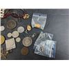 Image 5 : Various Necklaces, Lapel Pins, Coins - Authenticity Not Guaranteed