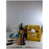 Image 1 : Deluxe First Aid Kit - Expired, 12V Troublelight, Stove Lighter, Cheese Grater, Milk Crate, Tin Foil