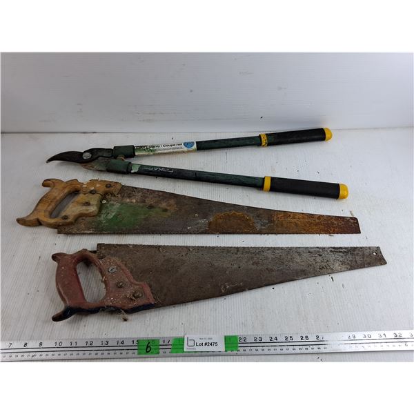 (2) 24" Handsaws, Fiskars Tree Branch Shears, Cannot Ship