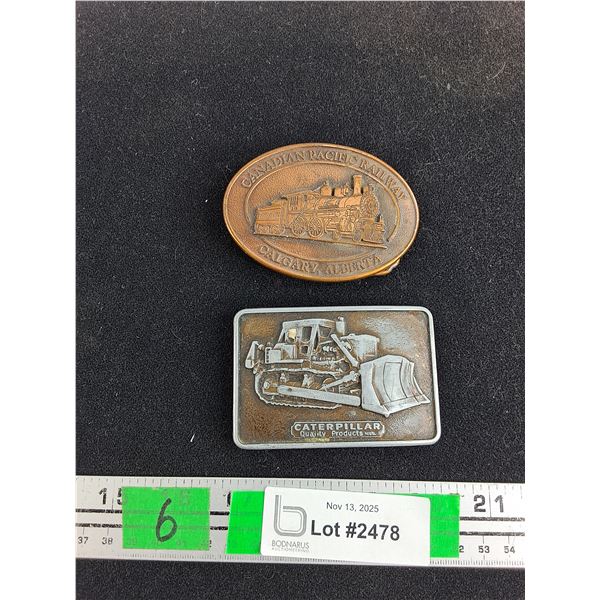 Canadian Pacific Railway & Caterpillar Belt Buckles
