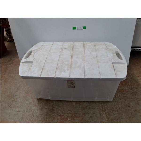 *Rubbermaid Large Plastic Storage Tote with Lid 34" x 14" x 21" , Cannot Ship