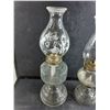 Image 2 : (2) Kerosene Lamps with Shades 18" & 17", Cannot Ship