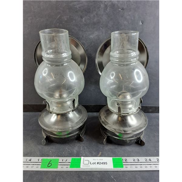 (2) Kerosene Lamps 10"