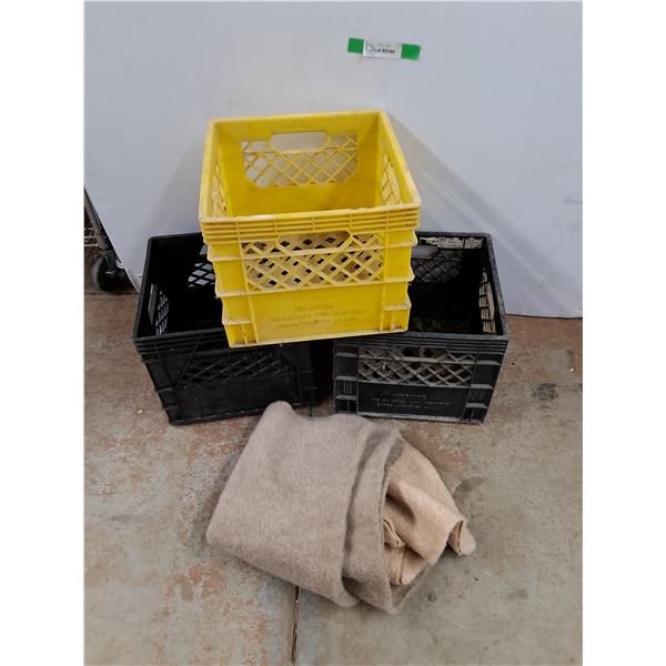 *(3) Milk Crates 13" x 13" x 11",Faux Wool Fabric - Cannot Ship