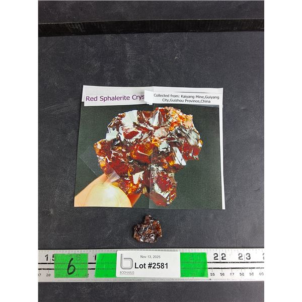 ^Red Sphalerite Crystal 1 1/4" x 1 1/8", Authenticity Not Guaranteed