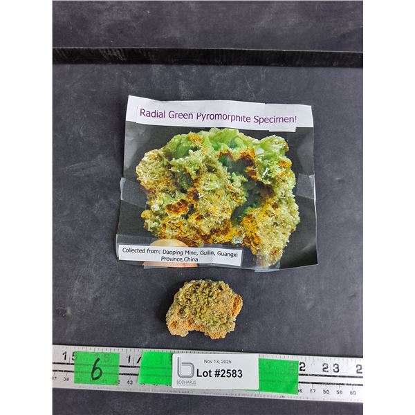 ^Radial Green Pyromorphite Specimen - Authenticity Not Guaranteed