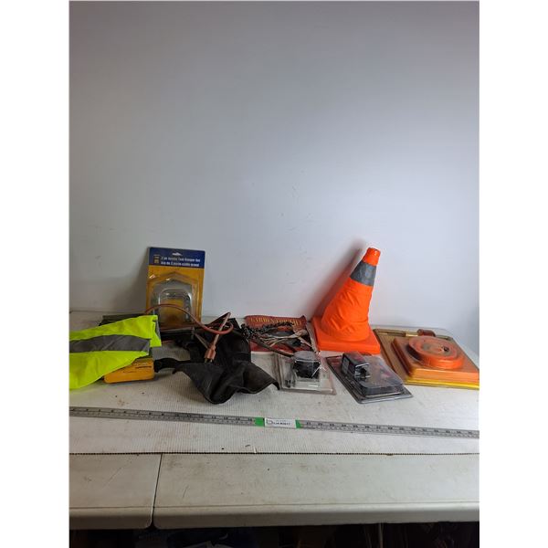 High Visibility Vesr, 3pc Jumbo Tool Hanger Set, Collasable Cones, Steering Wheel Cover, Misc