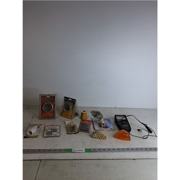 Oil Pressure Guage,  Lamp Holder Adapter, Shrink Tubing, Outlet, Spark Plug, Misc
