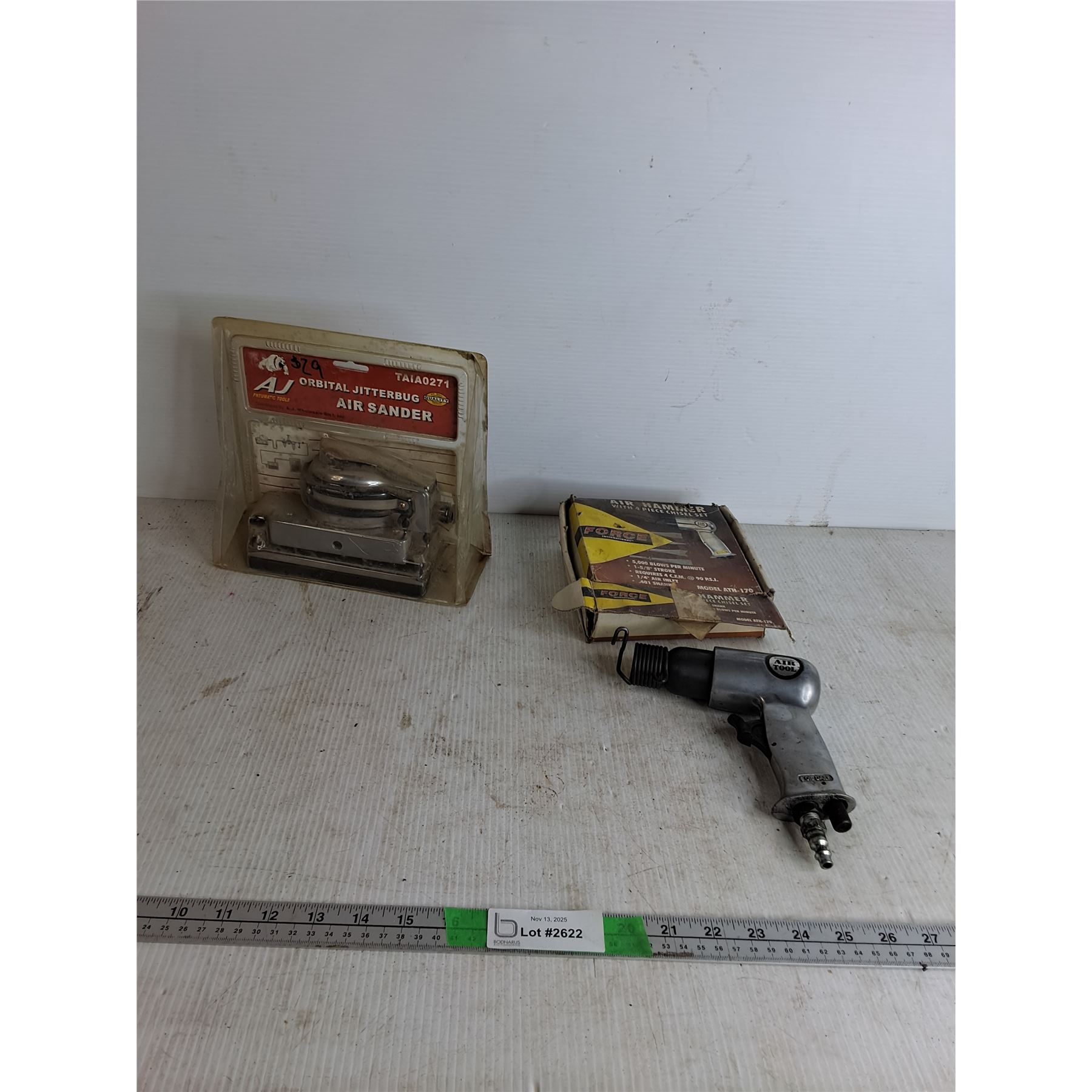 Orbital Jitterbug Air Sander, Air Hammer With 4-Piece Chisel Set