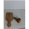 Image 3 : Vintage Wooden Items; Spool, Cutting Board, Knob, Misc