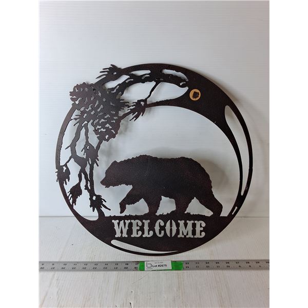 Welcome Metal Bear Sign 19", Pickup Preferred