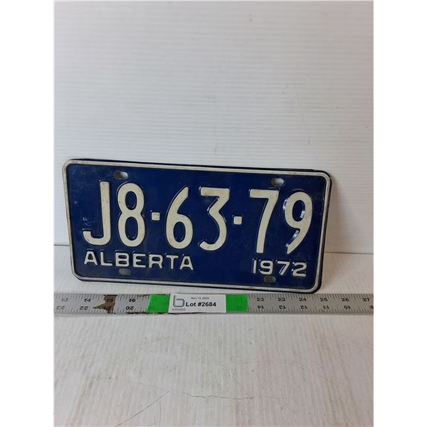 Alberta 1972 License Plate