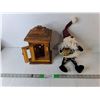 Image 1 : Wooden Candleholder 11.5" & Santa Shelf Ornament