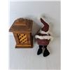 Image 2 : Wooden Candleholder 11.5" & Santa Shelf Ornament