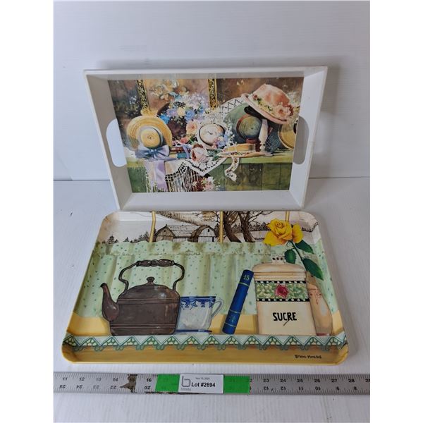 (2) Plastic Serving Trays Up to 17.5"