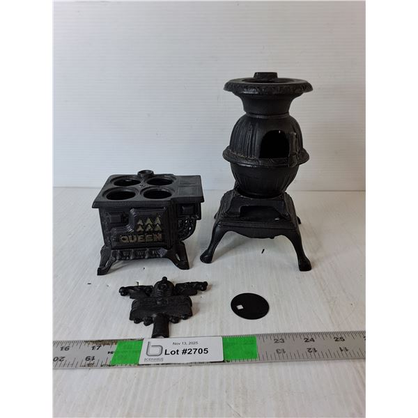 (2) Miniature Cast Iron Stoves Up to 7.75"