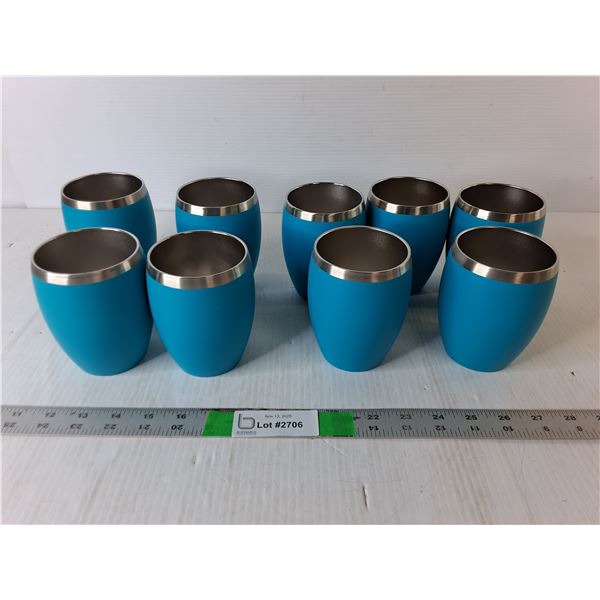 (9) Stainless Blue Tumblers