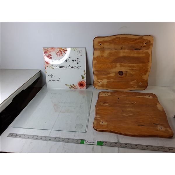 Wifi Sign, (2) Wooden Tabletops 17.75"