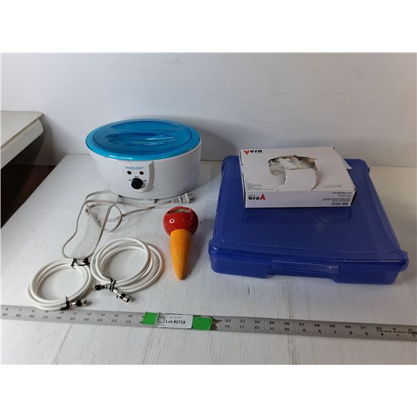 Silkline Paraffin Warmer- Powers On, Coax Cables, Plastic Bags, Misc.