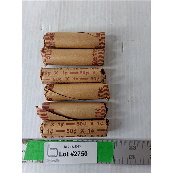 (6) Rolls of Canadian Pennies