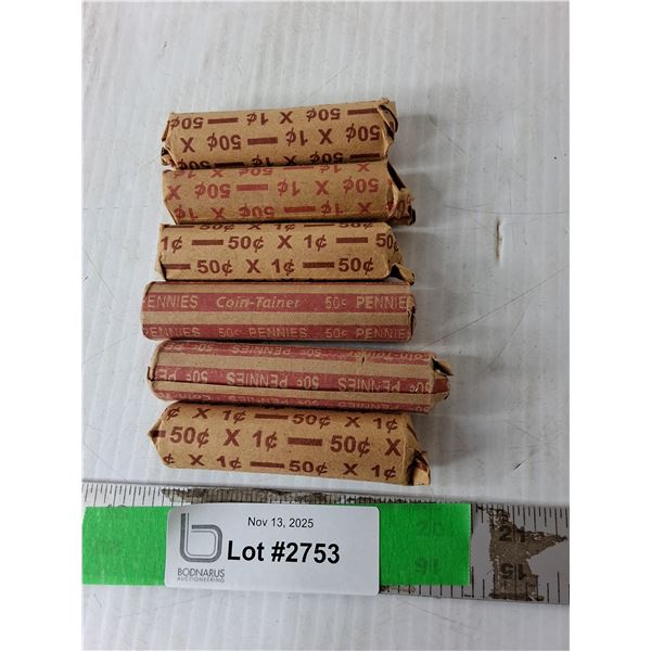 (6) Rolls of Canadian Pennies