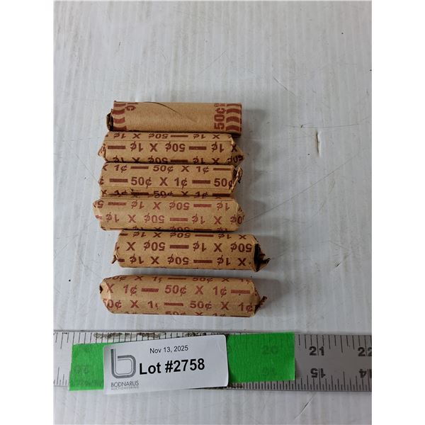 (6) Rolls of Canadian Pennies
