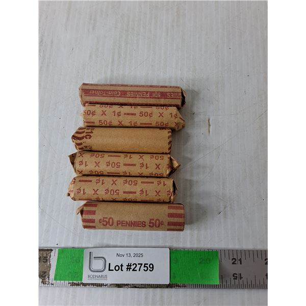(6) Rolls of Canadian Pennies