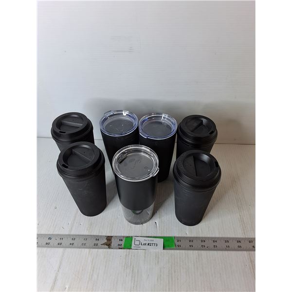 (7) Black Tumblers- Stainless & Plastic