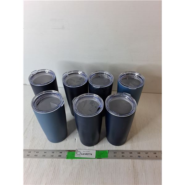 (7) Stainless Blue Tumblers