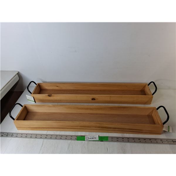 (2) Wood Trays 30.75" x 5" x 2.75", Cannot Ship