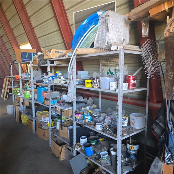 Metal Shelving with Contents-Located offsite West of Saskatoon   24" X 180" L  (Sold as one unit)