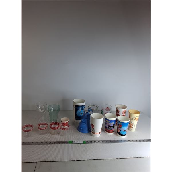 Various Coca Cola Cups and Plastic Glasses