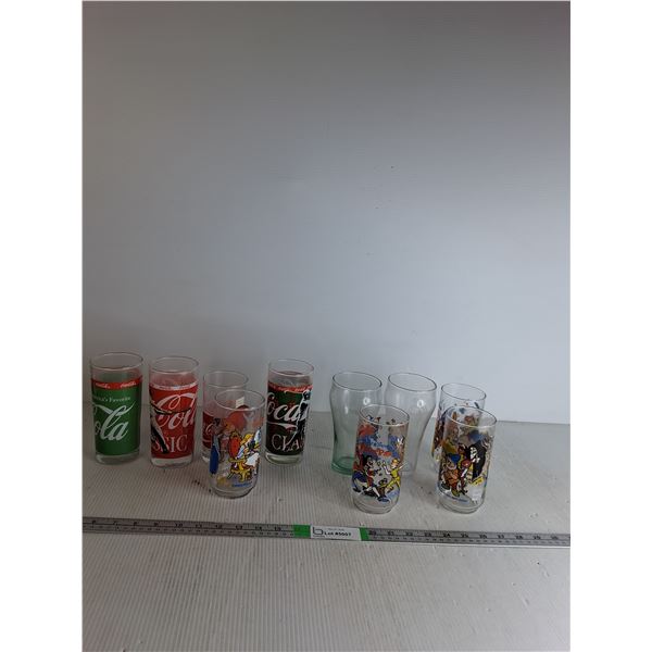 (10) Decorative Coca Cola Glasses